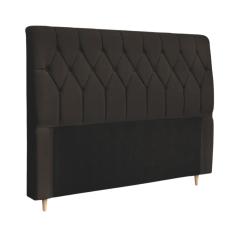 Cabeceira Para Cama Box Casal Istambul Dobuê 1.40m Com Capitonê Chocolate Suede