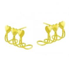 Brinco de ouro 18k Tres Corações - Elegancy Joias