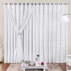 Cortina 3 Mts Sala Quarto Malha Renda Para Trilho Suisso Baratissima Branca