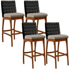 Kit 04 Banquetas Altas Cozinha Sala De Jantar Fixa Mila B04 Corano Pre