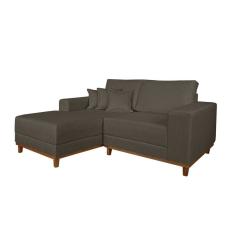Sofá 3 Lugares Mônaco com Chaise Esquerdo Linho Marrom Escuro