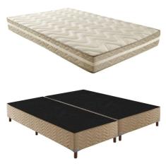 Box Queen Júlia 42x158x198cm com Colchão Queen Unique D33 Plus Duoface 18x158x198cm Rustico Bege