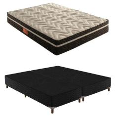 Box King Íris 42x193x203cm com Colchão Super King Molas Extrapedic Íris 28x193x203cm Preto Elegancy
