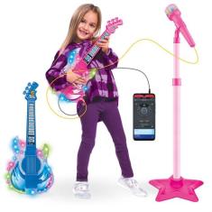 Guitarra Infantil com Microfone Brinquedo Musical Instrumento com Som 
