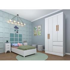 Guarda Roupa Infantil 4 Portas 2 Gavetas - Óregon-Neve - Tcil Móveis
