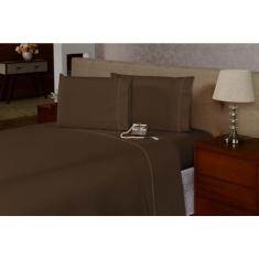 Lençol King 3 Pçs Ponto Palito Percal 180 Fios - RAFALORO, Tabaco