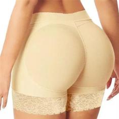 Calcinha Short com Enchimento Levanta Bumbum Aumenta Bunda - MHR, Bege