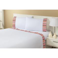 Jogo Lençol 4 Peças Cama Queen 1,98mx1,58mx25cm 100% Algodão 200 Fios 