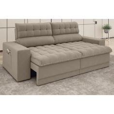 Sofá Omega 2,50m Assento Retrátil e Reclinável Velosuede Capuccino - N