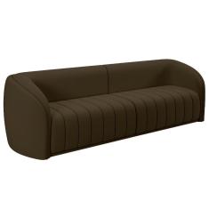 Sofá Living Decorativo 3 Lugares 252cm Meris M22 Veludo Marrom - Mpozenato
