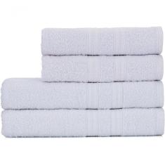 Jogo De Toalhas De Banho 4 Peças 100% Algodão Alta Absorção (2 Banho + 2 Rosto ) Padrão Hotel-pousada - Branca