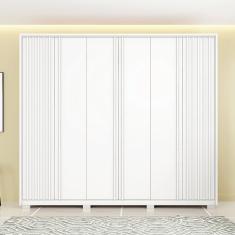 Guarda-roupa Casal Suburban Ripado 6 Portas 6 Gavetas E Pés Espresso Móveis Branco Fosco