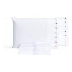 Jogo De Lençol Bordado Queen Percal Puro Algodão Branco - Lu Enxovais,