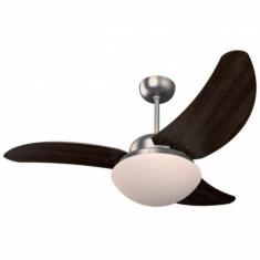 Ventilador de Teto Casa H 130W 1100mm 3 Pás 3 Velocidades Tabaco Solano Aço Escovado 220V