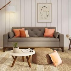 Sofá 3 Lugares Laughlin Suede Bege