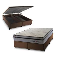 Conjunto Box Baú Preston Cinza 158x198x78 c/ Molas Ensacadas - King Ho