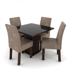 Conjunto Mesa 4 Cadeiras Talismã New Ônix Madeira Eucalipto