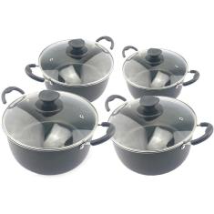 Kit 4 Caçarolas Tamanho Família Dona Chefa Tampa De Vidro