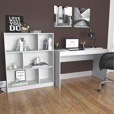 Conjunto Home Office Escrivaninha Estante 6 Nichos B28 Nova Mobile Branco