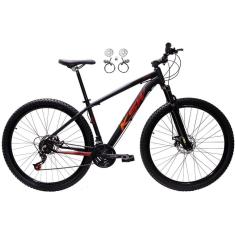  Bicicleta Aro 29 Ksw Xlt 24v Freios Hidráulicos Garfo Suspensão Mtb - Preto\Vermelho\Laranja