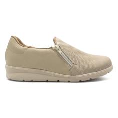 Tênis Usaflex Em Couro Slip On Zíper MM1801