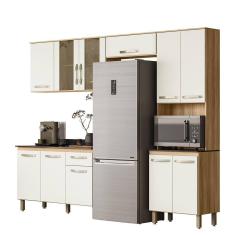 Armario De Cozinha Com Balcão Fit Com 11 Portas E 1 Gaveta Freijo-off White Freijo-off White