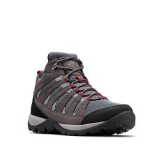 Columbia Tênis de caminhada masculino Redmond V2 Mid impermeável, Grafite/Jaspe Vermelho, 43