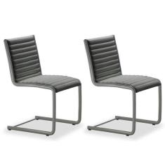 Kit 2 Cadeiras Escritório Fixa Cinza Sem Braços Alezzi Prata