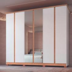 Guarda Roupa Casal com Espelho 6 Portas 4 Gavetas Zeus Móveis Castro, 