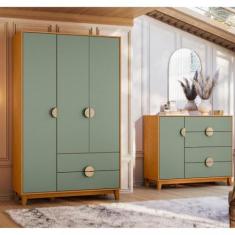 Quarto Cômoda 4 Gavetas 1 Porta e Guarda Roupa 3 Portas 2 Gavetas Ipe 