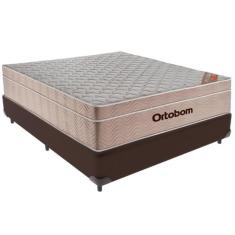 Cama Box Marrom e Colchão Airtech SpringPocket Molas Ensacadas Viúvo O