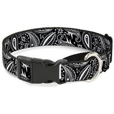 Buckle-Down Coleira para cachorro martingale - estrelas Paisley preta/roxa/branca - 2,54 cm de largura - serve para pescoço de 38,12 a 66,04 cm - Grande