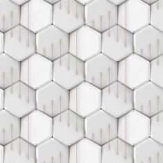 Papel De Parede 3D Hexagano Linha Marrom Geometrico Adesivo