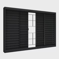 Janela de Aço Veneziana de Correr Central Sem Folha para Vidro com Grade Quadrada 4 Folhas