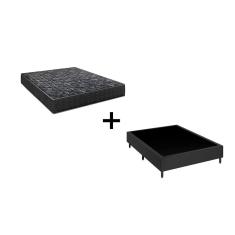Cama Box Casal 138 Tecido Sintético Preto com Colchão Lisboa Espuma D28 Preto Bello Box