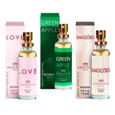 Kit 3 Perfume Feminino Amakha Paris Love Green Apple Emoções