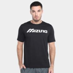 Camiseta Mizuno Big Logo Masculina, Preto, Branco, P