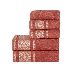 Jogo De Banho Toalhas Delicato 100% Algodão Felpudo Macio 05 Peças Det