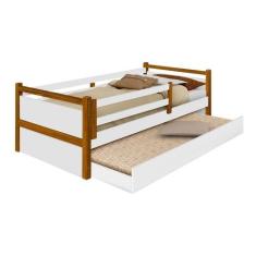 Bicama Solteiro Bianca Com Grade De Proteção Branco/mel - Divaloto