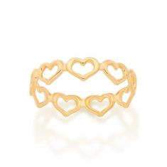 Anel Rommanel Banhado Ouro Aro De Corações Vazados 512867, 22
