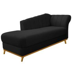 Recamier Vanessa 185cm Lado Esquerdo Suede Preto Doce Sonho