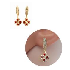 Brinco Infantil Trevo Strass Folheado Ouro 18k Antialérgico - MIXFOLHE