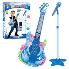 Guitarra Musical infantil Azul Microfone Singer Star Castela