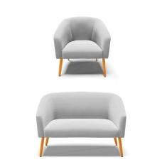 Sofá Namoradeira e Poltrona Pé Palito Castanho Stella Suede D03 - D'Ro