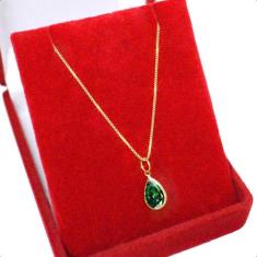 Cordão Feminino Veneziana Ouro 18k 50cm Gota De Zircônia 9mm Verde Esm