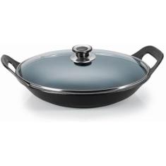 Panela Risoto Ferro Fundido 36cm 5L com Tampa de Vidro Panela Mineira Compatível com Forno e Fogão
