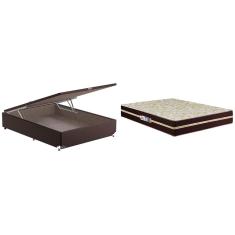 Cama Box de Casal Hellen Millenium Espuma D33 com Box Baú Probel Universal 59x138x188cm - Marrom/Bege
