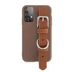 Pulseira de couro capa de silicone para Samsung Galaxy A13 A23 A33 A53 A73 4G 5G Capa fosca para telefone de pulso, castanho-avermelhado, para A73 5G