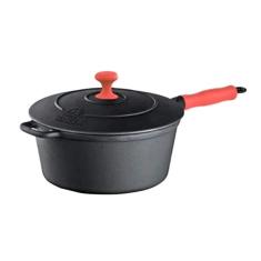 Caçarola Ferro Cabo Silicone Vermelho Tampa Ferro 24cm