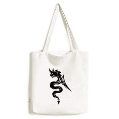 Sacola de lona com desenho de flor de dragão, bolsa de compras casual